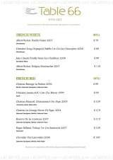 Menus & Prices, Table 66 Restaurant, Singapore