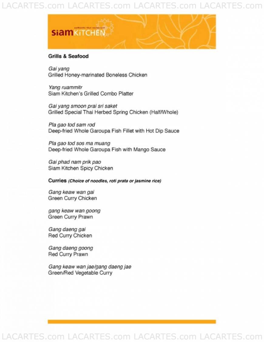  Pricelists of Siam Kitchen @  Parkway Parade 80 Marine Parade Road - Photo 4 of 7