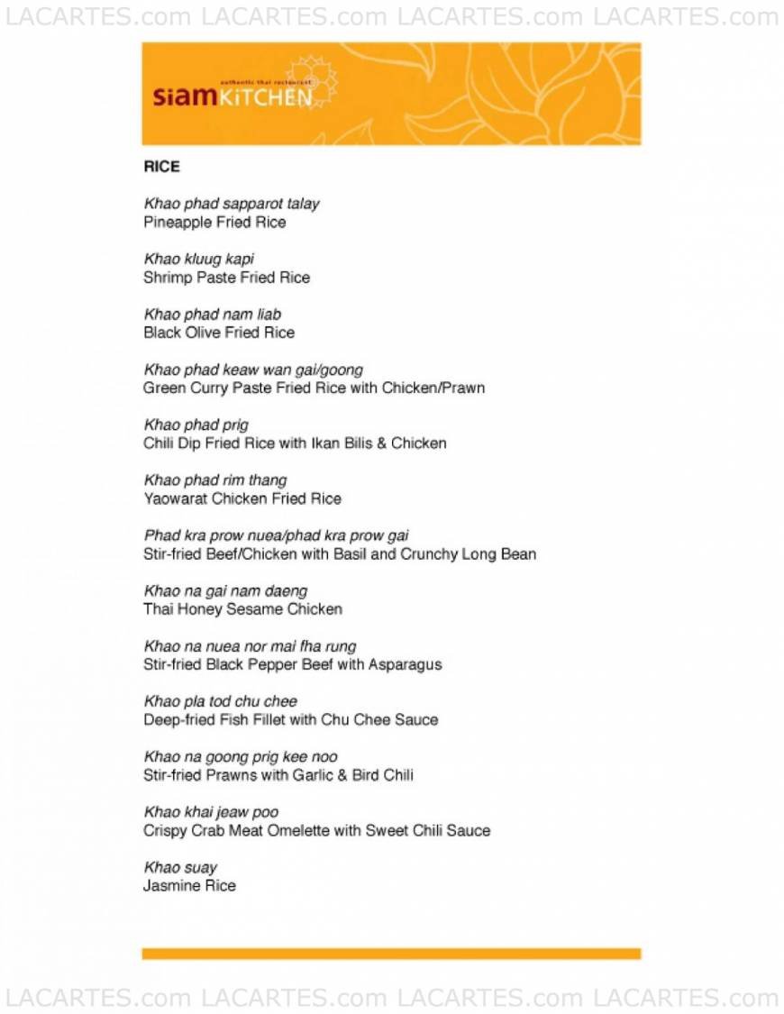  Pricelists of Siam Kitchen NEX 23 Serangoon Central - Photo 4 of 7