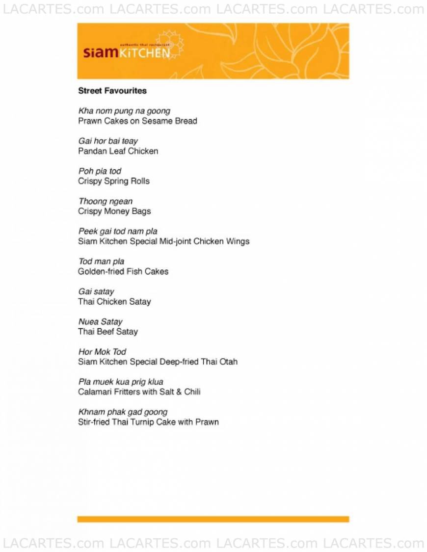  Pricelists of Siam Kitchen @  Parco Bugis Junction 200 Victoria Street - Photo 1 of 8