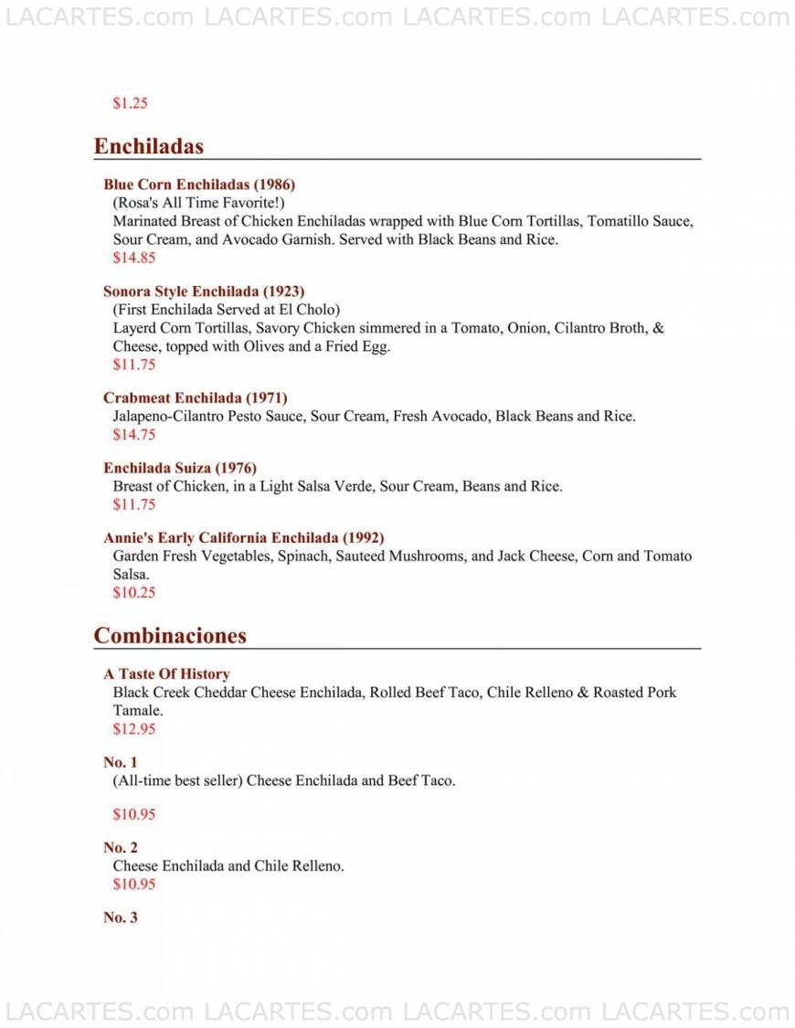 Pricelists of El Cholo Mexican Restaurant - Irvine 5465 Alton Pkwy - Photo 2 of 7