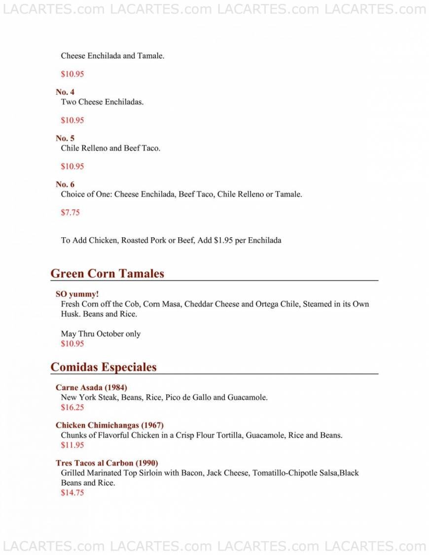  Pricelists of El Cholo Mexican Restaurant - Irvine 5465 Alton Pkwy - Photo 3 of 7