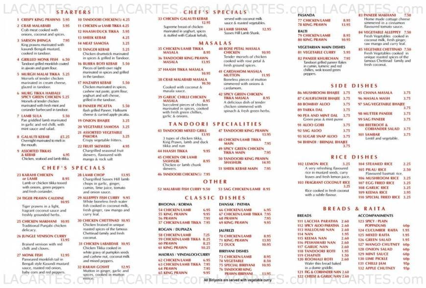  Pricelists of Zari  Bar & Restaurant 214 Ifield Drive, Ifield - Photo 4 of 10