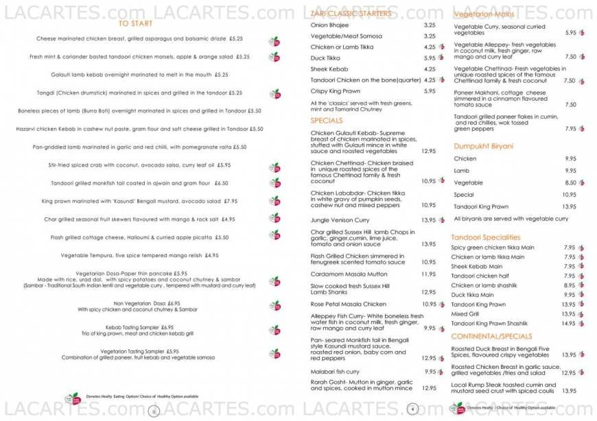  Pricelists of Zari  Bar & Restaurant 214 Ifield Drive, Ifield - Photo 6 of 10