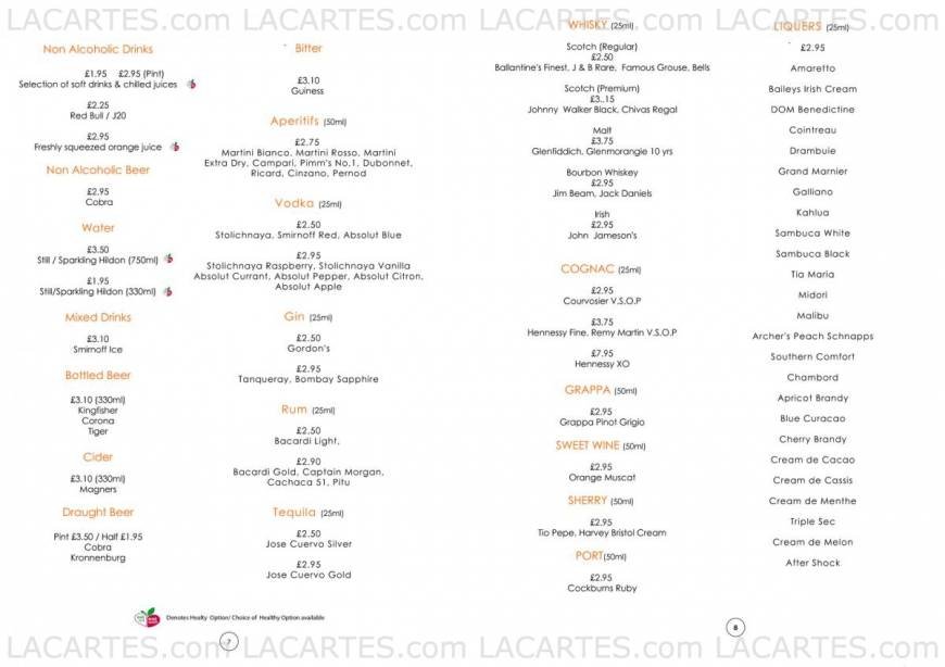  Pricelists of Zari  Bar & Restaurant 214 Ifield Drive, Ifield - Photo 8 of 10
