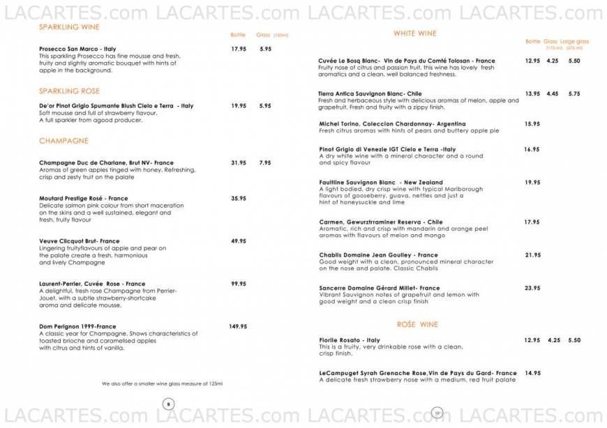  Pricelists of Zari  Bar & Restaurant 214 Ifield Drive, Ifield - Photo 9 of 10