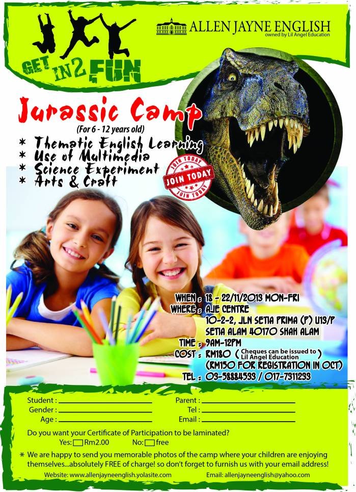 Jurassic Camp during school holiday Profile Photos of Allen Jayne English 10-2-2 Jalan Setia Prima (P) U13/P, Setia Alam Seksyen U13 - Photo 1 of 3