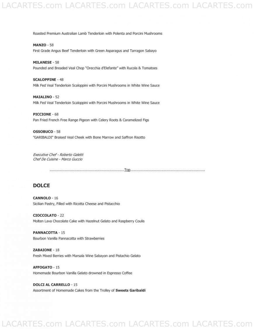  Pricelists of Garibaldi Italian Restaurant & Bar 36 Purvis Street #01-02 - Photo 4 of 7