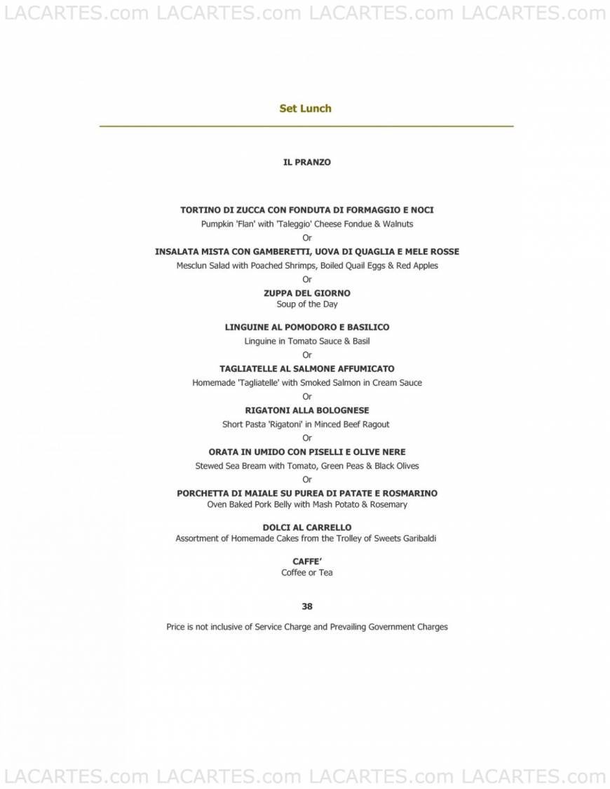  Pricelists of Garibaldi Italian Restaurant & Bar 36 Purvis Street #01-02 - Photo 6 of 7