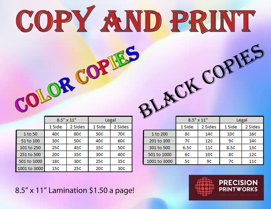  Pricelists of Precision Printworks 5395 West Ash, Suite 1 - Photo 1 of 1
