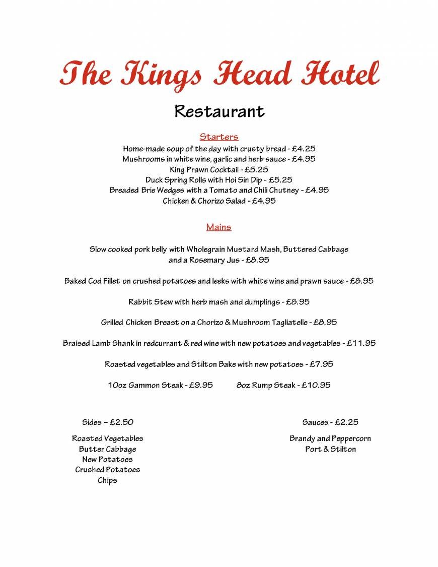  Pricelists of Kings Head Hotel Dereham 42 Norwich Street - Photo 3 of 4