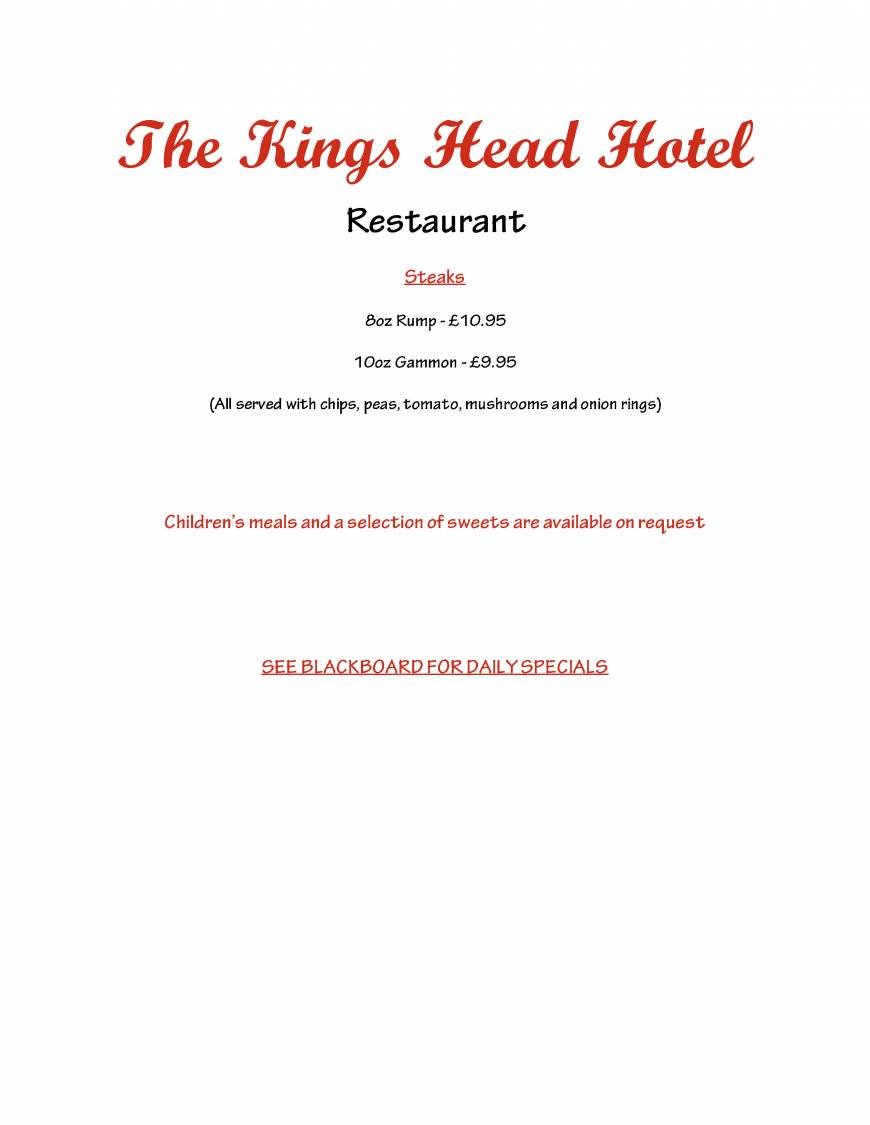  Pricelists of Kings Head Hotel Dereham 42 Norwich Street - Photo 1 of 4