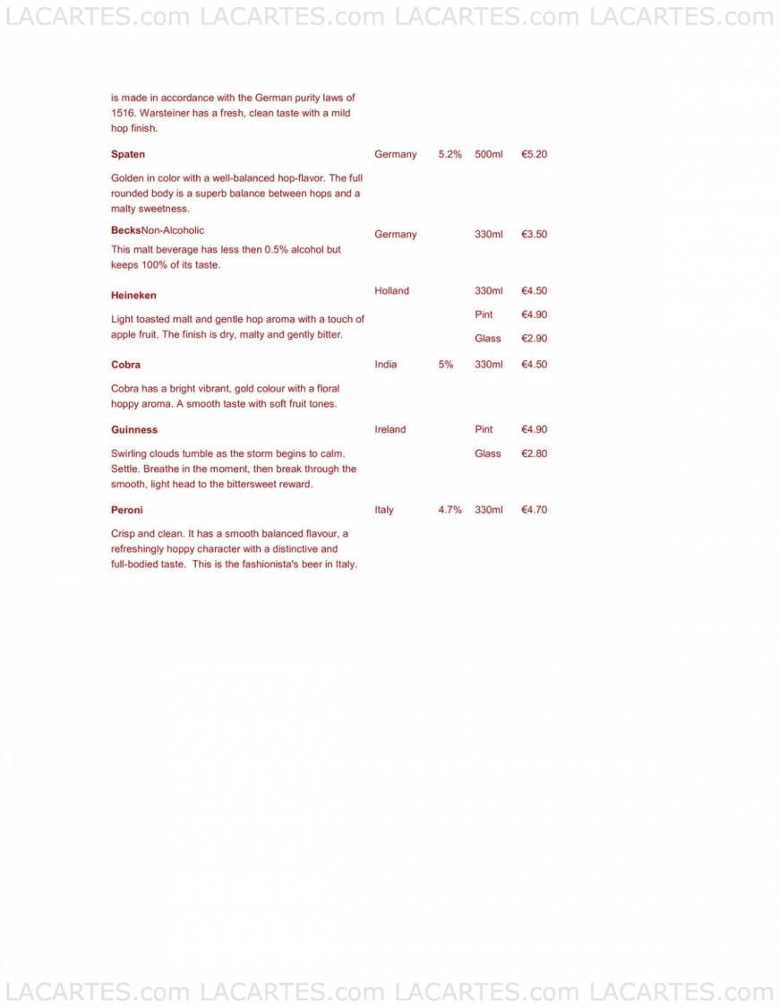  Pricelists of Dax Cafe Bar 23 Pembroke Street Upper  - Photo 5 of 5