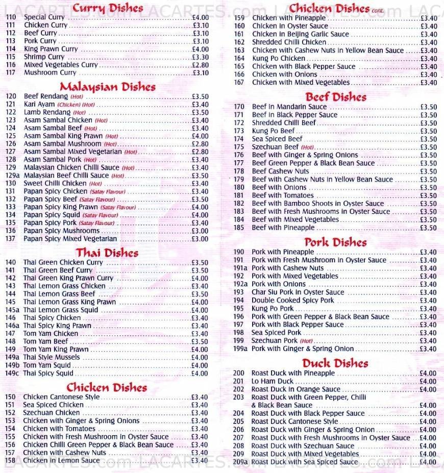  Pricelists of The Rice Hut Chinese Takeaway 140 Maple Road - Photo 2 of 4