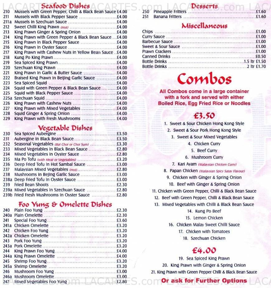  Pricelists of The Rice Hut Chinese Takeaway 140 Maple Road - Photo 3 of 4