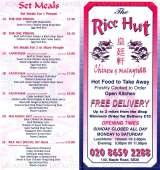 Menus & Prices, The Rice Hut Chinese Takeaway, Penge