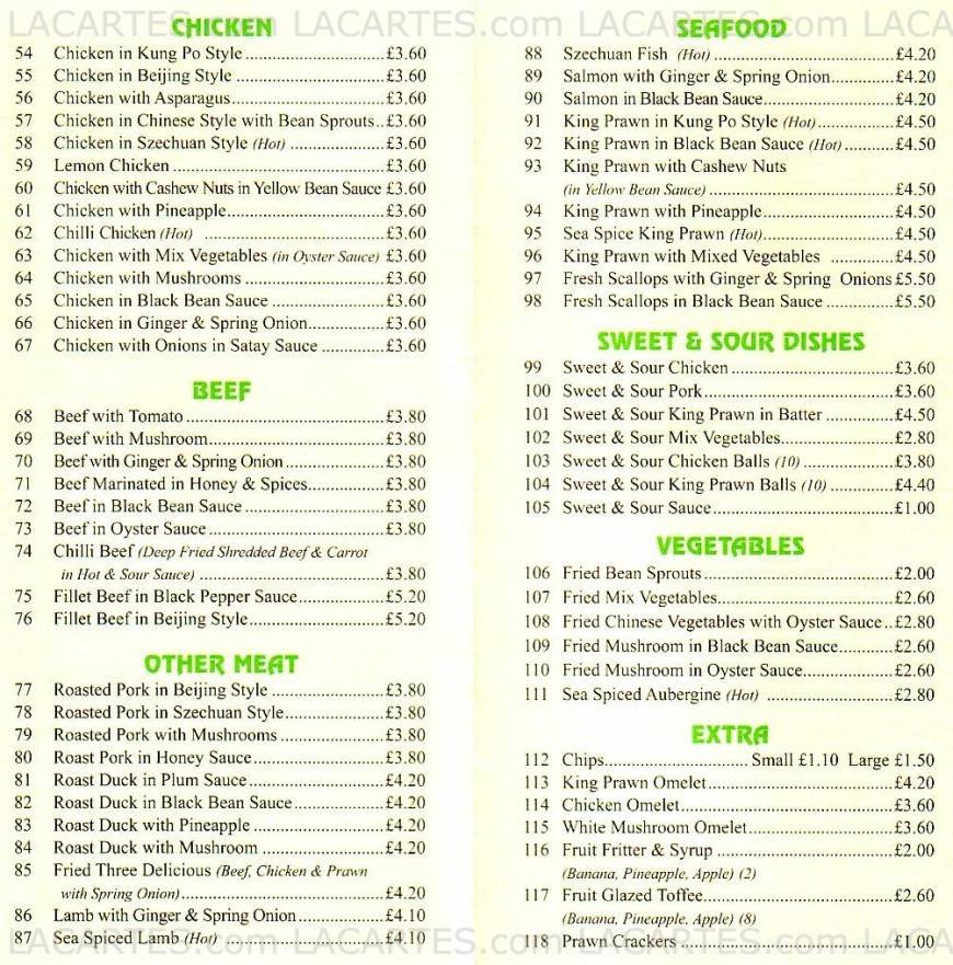  Pricelists of Anlee's Chinese Takeaway 8 Churchfields Road - Photo 2 of 4