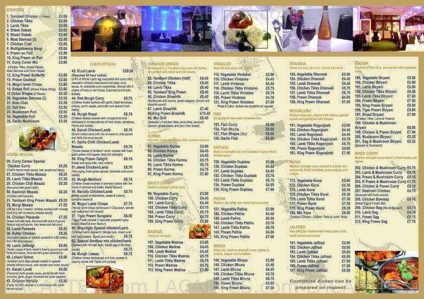  Pricelists of Curry Corner Indian Takeaway 114 High Street - Photo 1 of 2