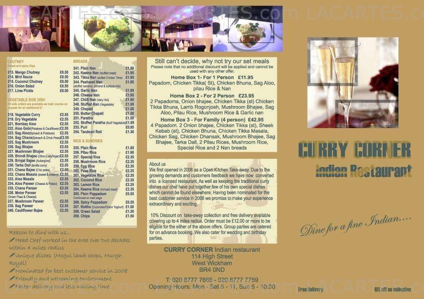 Pricelists of Curry Corner Indian Takeaway 114 High Street - Photo 2 of 2