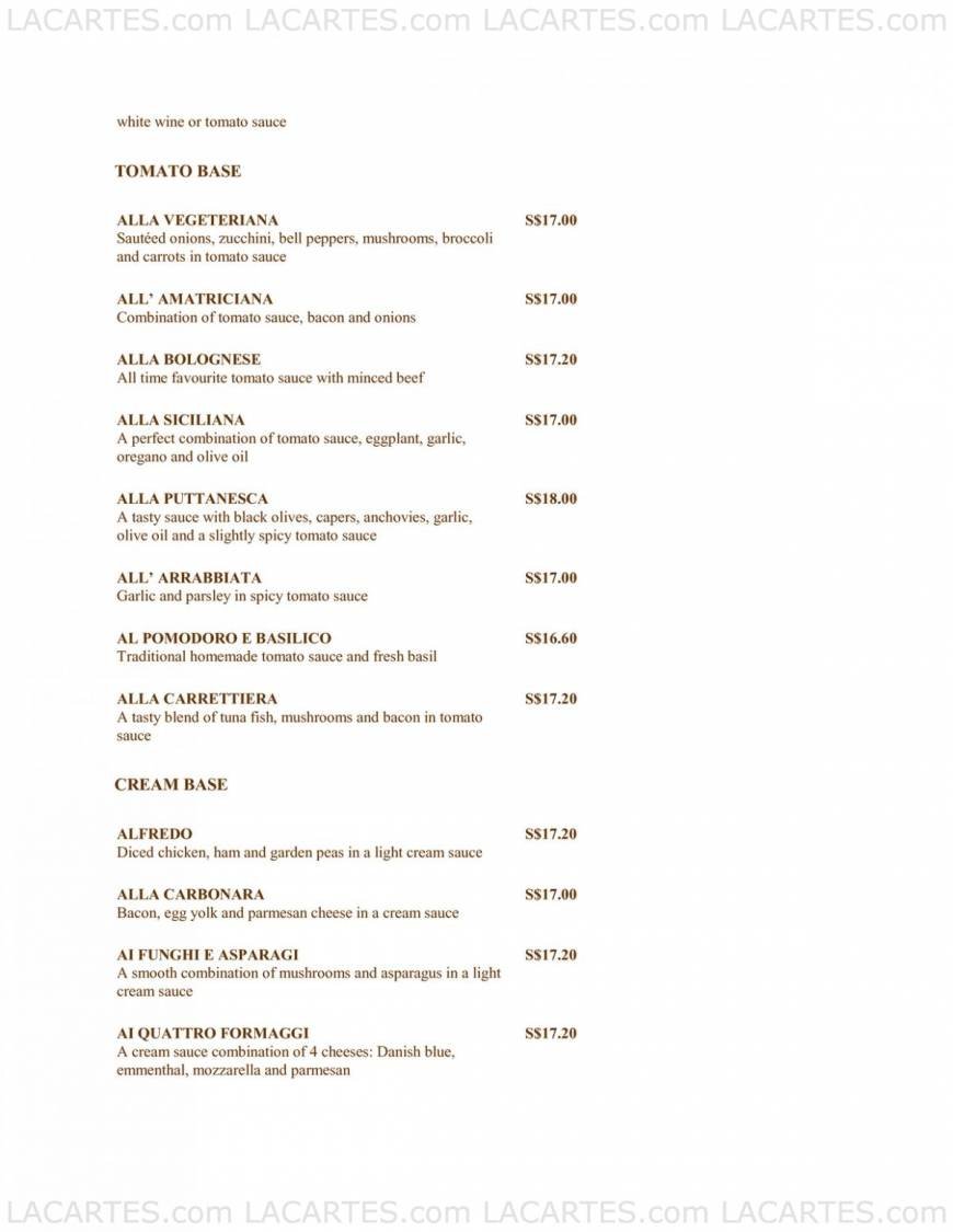  Pricelists of Pasta Fresca Da Salvatore @ Boat Quay 30 Boat Quay - Photo 7 of 13