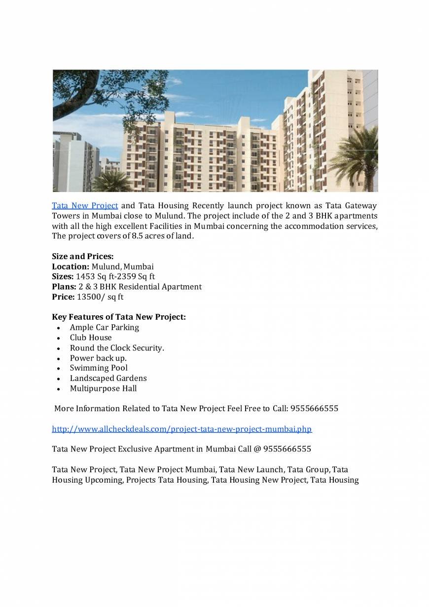  Pricelists of Tata New Project Mumbai Mulund, Mumbai - Photo 1 of 1