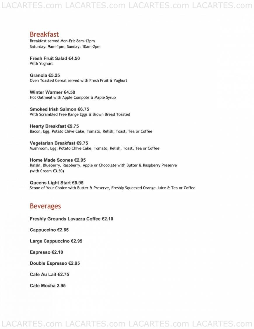  Pricelists of Queen of Tarts Dame Street - Photo 1 of 4