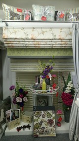 Blinds and fabrics on display in our showrooms., Coffee, Cake and Curtains. Gift and Soft Furnishing destination., Wedmore