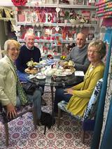 Happy Customers enjoying lunch at Coffee, Cake and Curtains., Coffee, Cake and Curtains. Gift and Soft Furnishing destination., Wedmore
