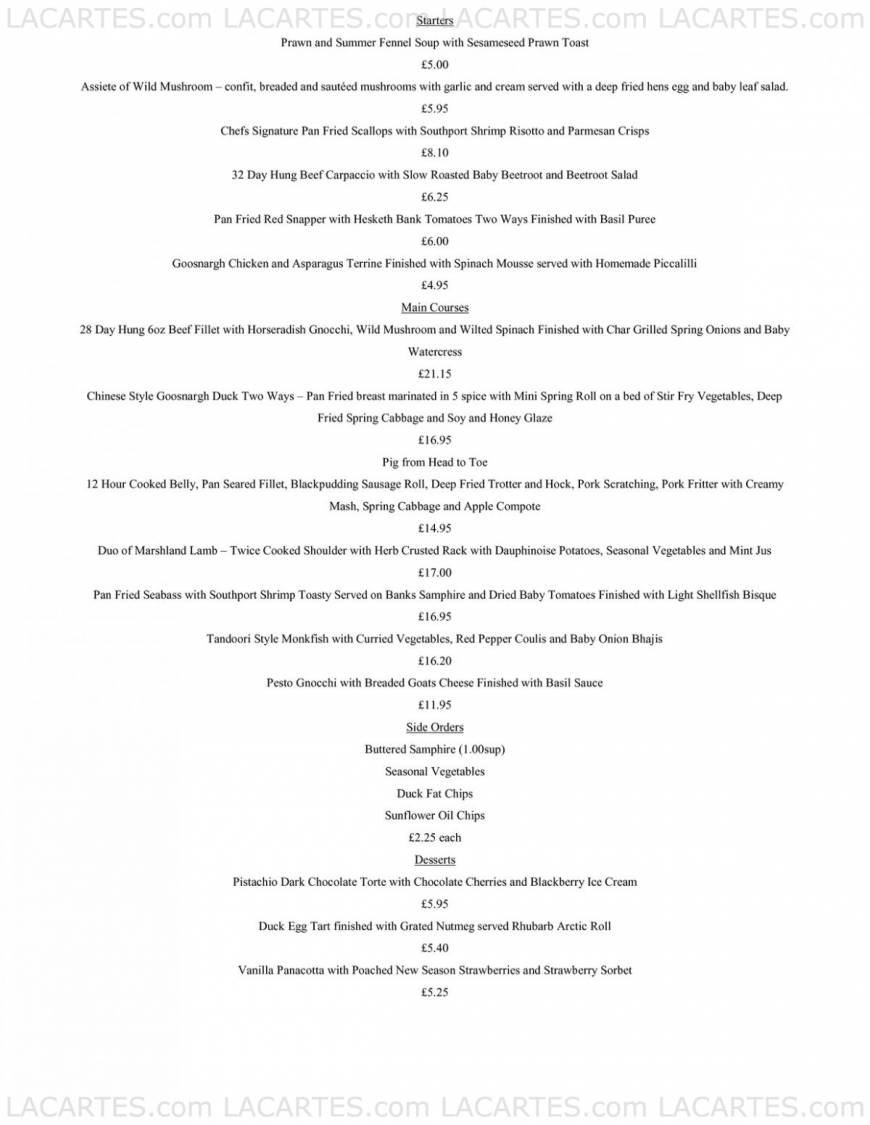  Pricelists of Carltons Restaurant - Preston 1 Park Gate Liverpool Road, Longton - Photo 2 of 4