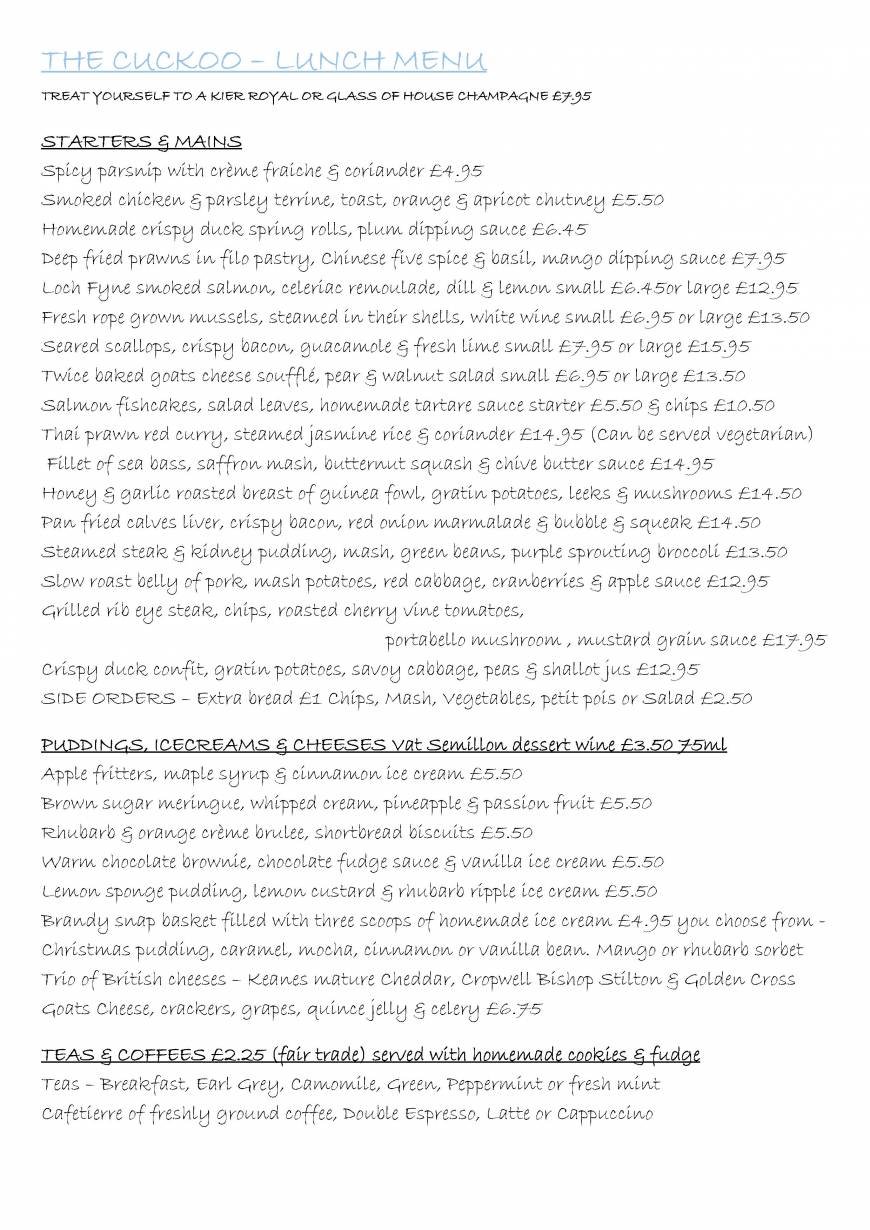  Pricelists of The Cuckoo Radley Green - Photo 1 of 8
