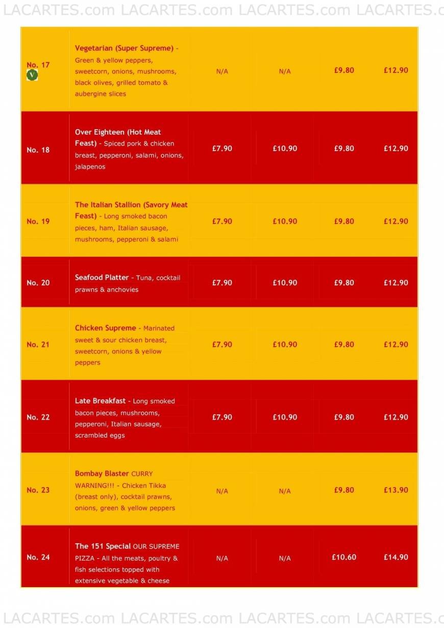  Pricelists of Pizza 151 151 Main Road - Photo 3 of 10
