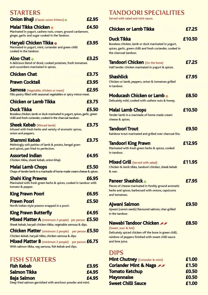  Pricelists of Zara Indian Cuisine at Royal Oak Royal Oak, Chelmsford Road - Photo 1 of 12