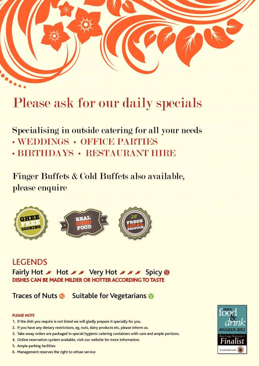  Pricelists of Zara Indian Cuisine at Royal Oak Royal Oak, Chelmsford Road - Photo 5 of 12