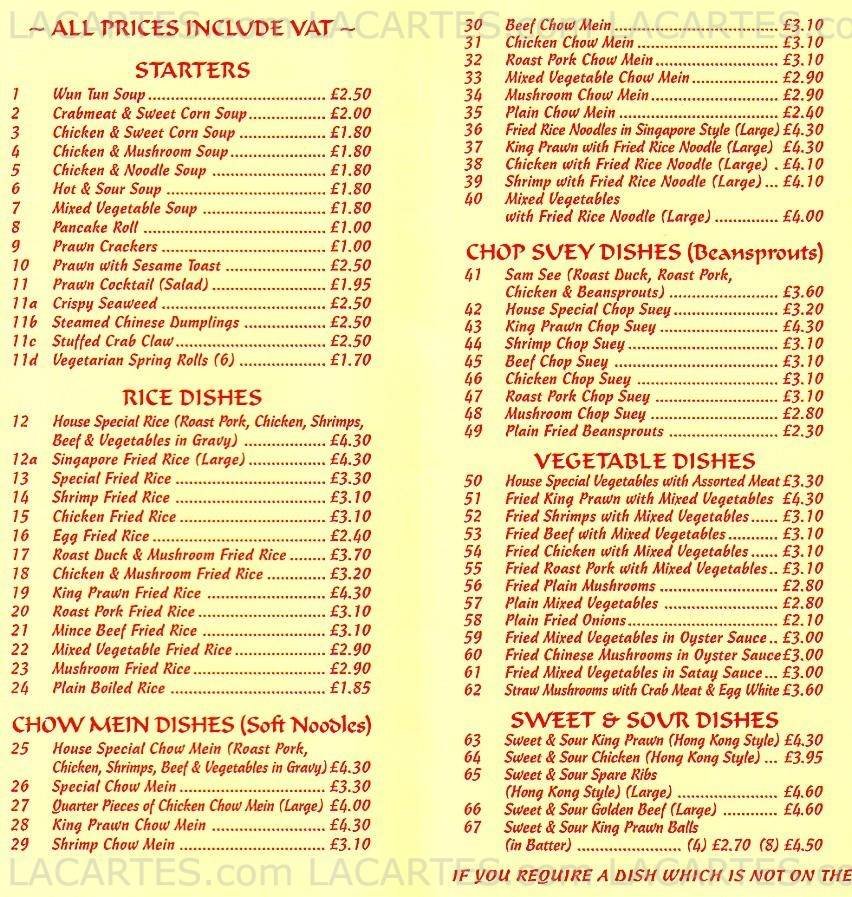  Pricelists of Good Year's Chinese Takeaway 55 Mottingham Road - Photo 1 of 3
