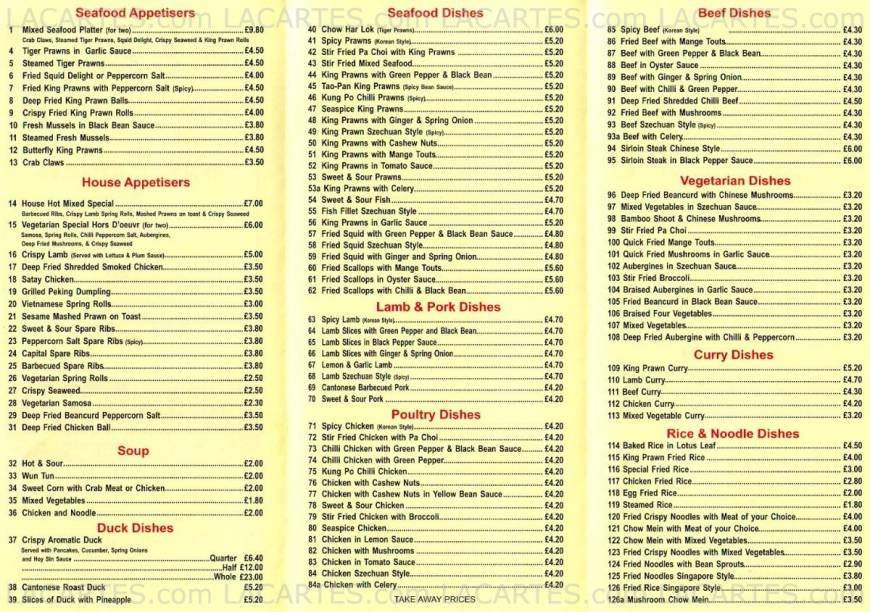  Pricelists of Wok Inn Chinese Takeaway 1 Downside Station Approach - Photo 1 of 2