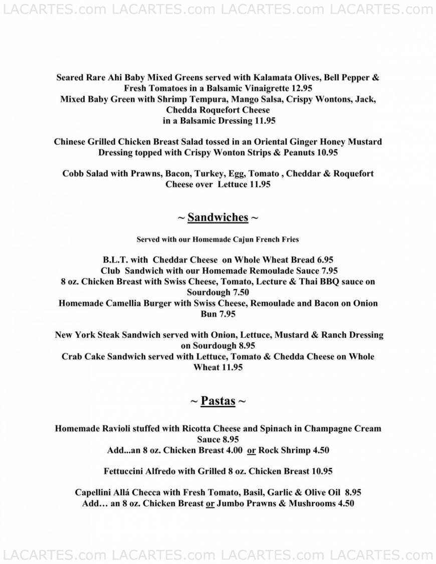  Pricelists of Cafe Camellia 16916 Bellflower Blvd. - Photo 2 of 8