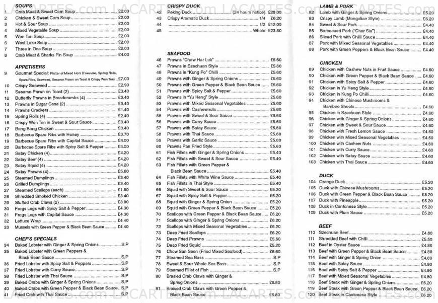  Pricelists of Choi's Restaurant 4 - 6 High Street - Photo 1 of 2