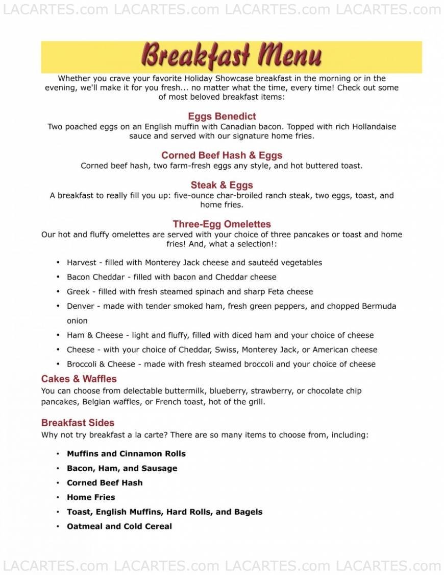  Pricelists of Holiday Showcase Restaurant 3765 Union Rd - Photo 1 of 6