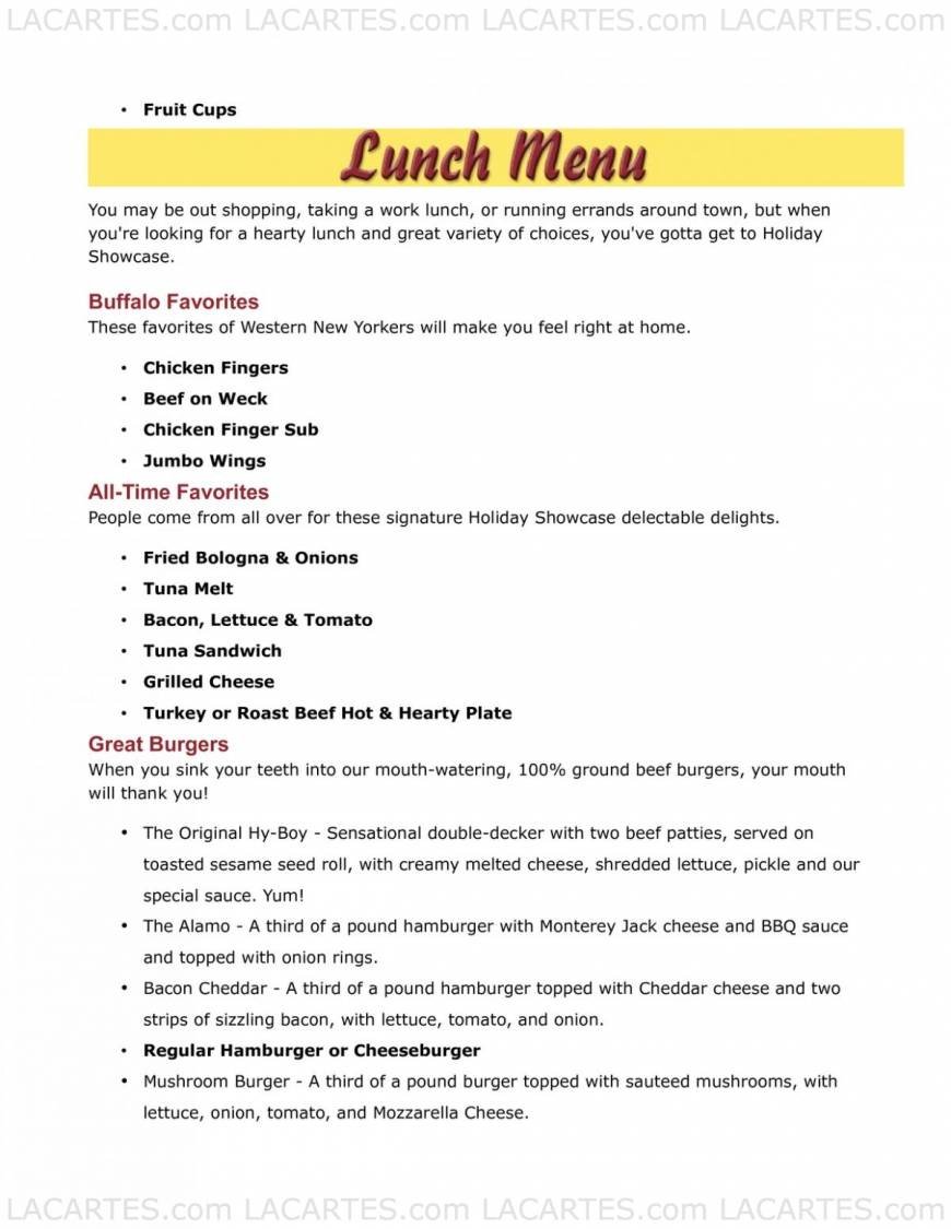  Pricelists of Holiday Showcase Restaurant 3765 Union Rd - Photo 2 of 6