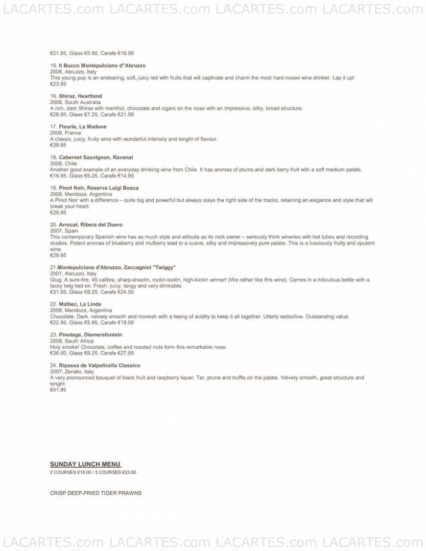  Pricelists of Tribes Restaurant 57 Glasthule Road - Photo 3 of 5