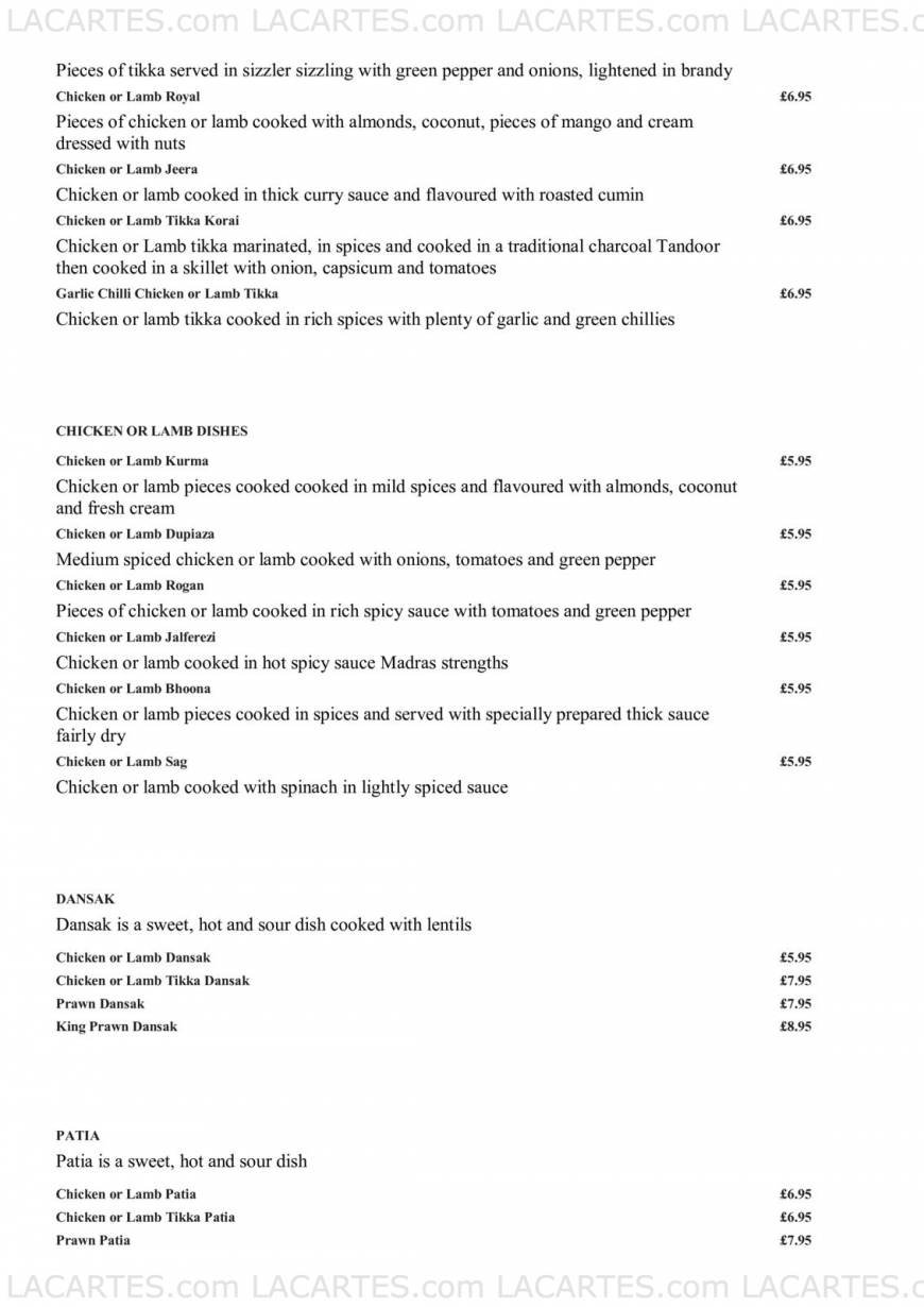  Pricelists of Royal Indian Cuisine 3 - 4 Royal Parade, Donna Alexandra Mews - Photo 2 of 5