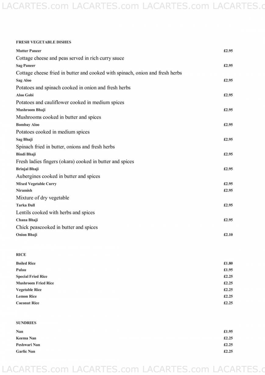  Pricelists of Royal Indian Cuisine 3 - 4 Royal Parade, Donna Alexandra Mews - Photo 4 of 5