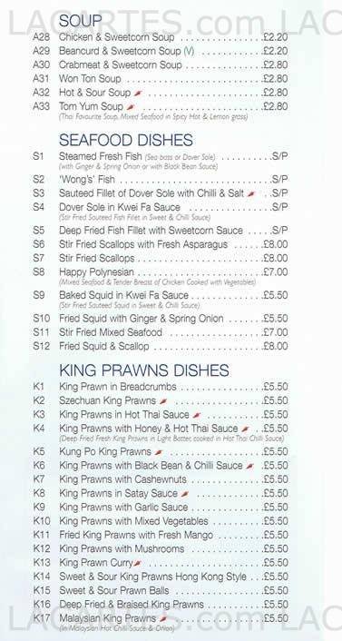  Pricelists of Wong's Oriental restaurant 47 Collier Row Lane   - Photo 2 of 7