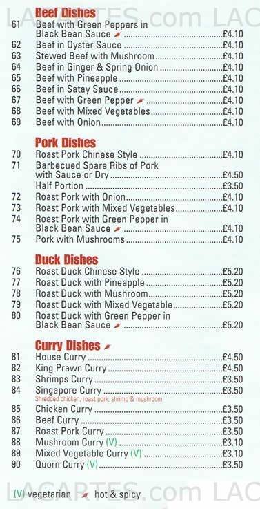  Pricelists of The Hot Wok 30 London Road  - Photo 4 of 7
