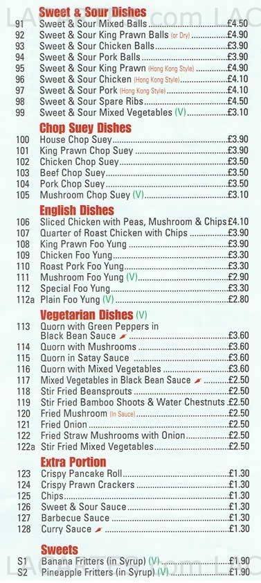  Pricelists of The Hot Wok 30 London Road  - Photo 5 of 7