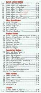 Menus & Prices, The Hot Wok, Romford 