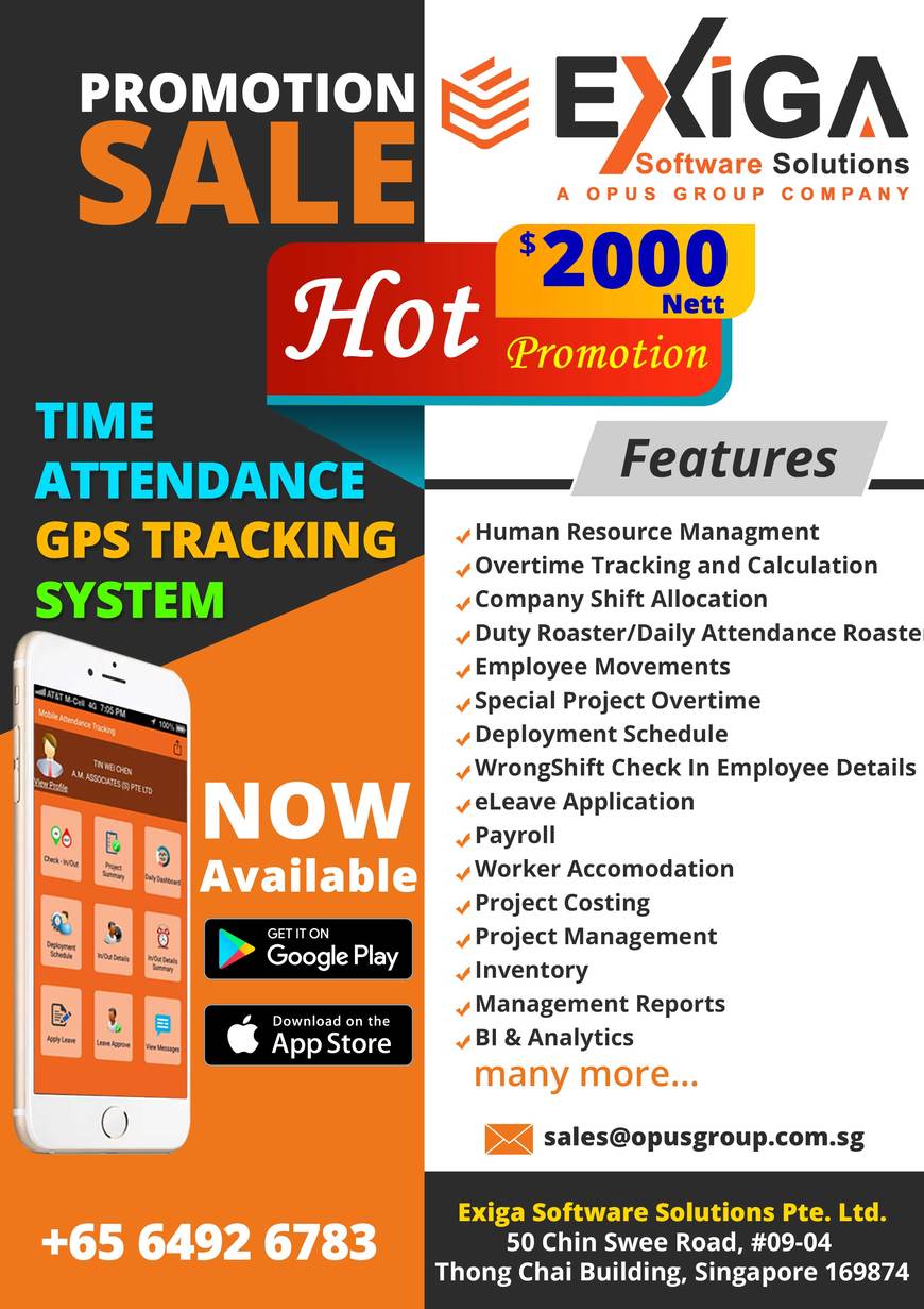  Pricelists of Mobile Time Attendance Tracking Solutions 50 Chin Swee Road, #09-04, Thong Chai Building, Singapore 169874 - Photo 6 of 10