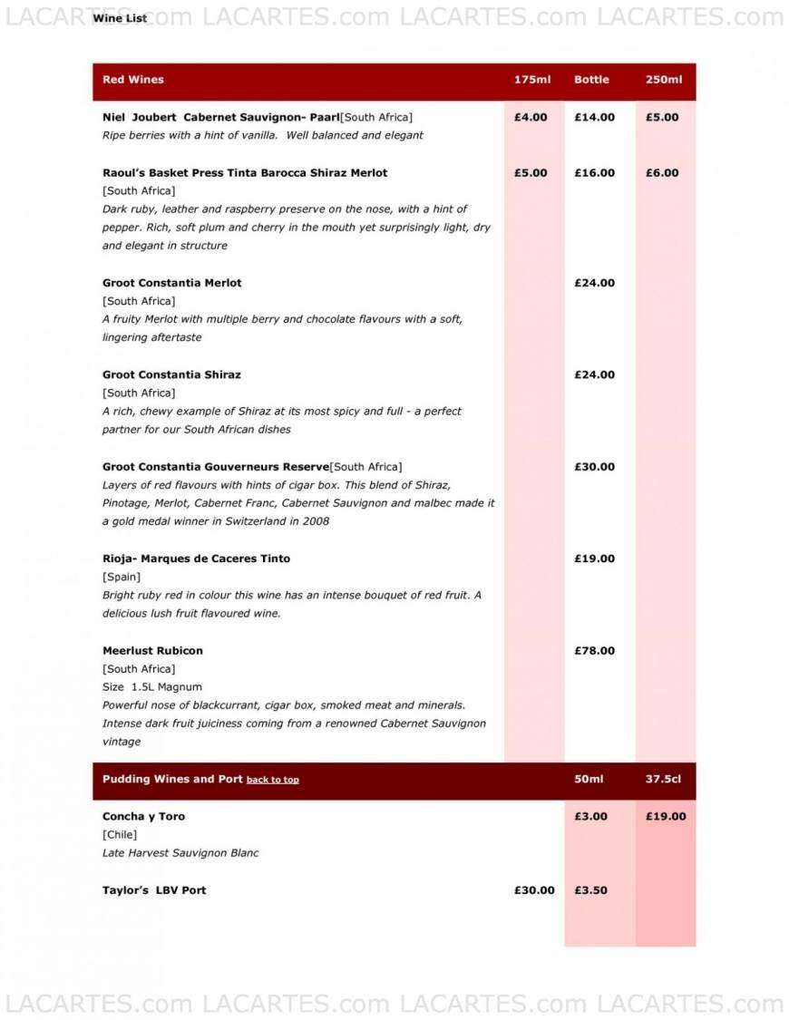  Pricelists of Chequers Bar Restaurant The Chequers, Golf Road - Photo 4 of 6