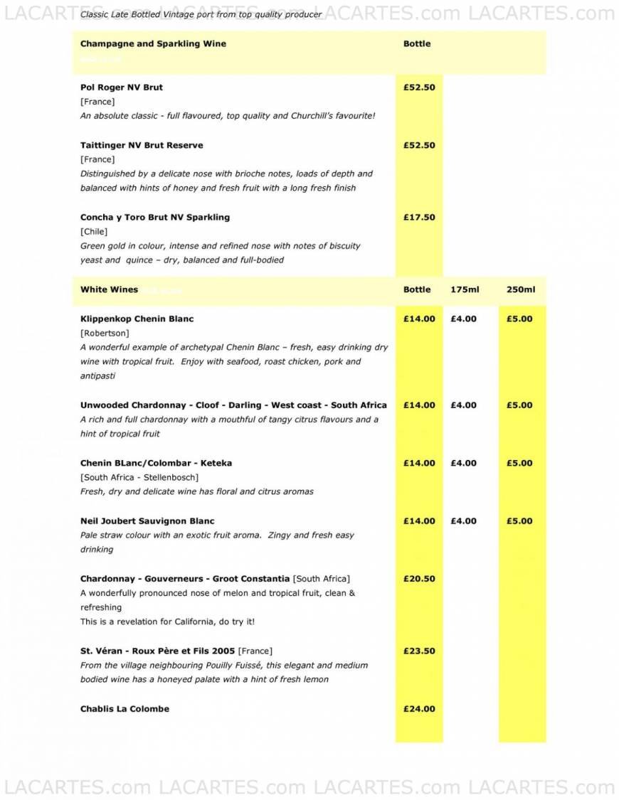  Pricelists of Chequers Bar Restaurant The Chequers, Golf Road - Photo 5 of 6