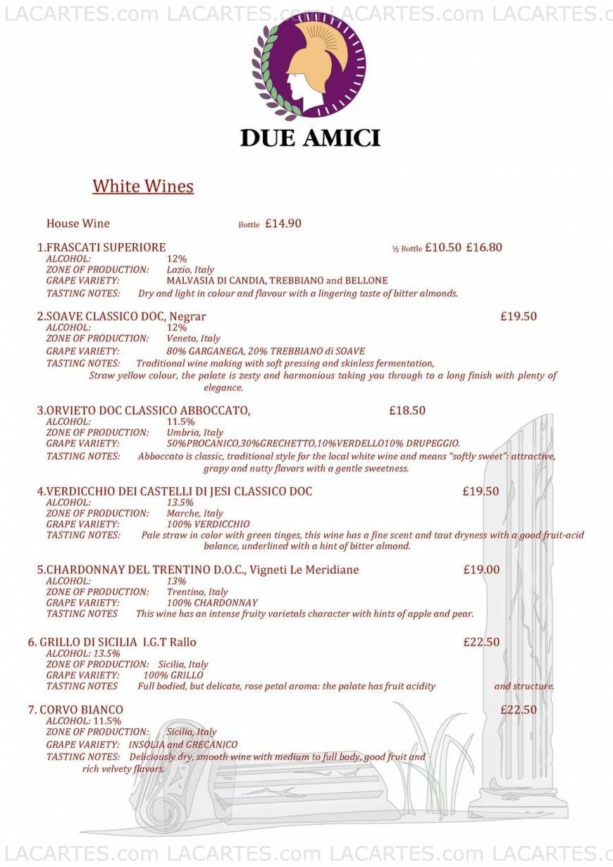  Pricelists of Due Amici Italian Restaurant 11 Royal Parade - Photo 14 of 17
